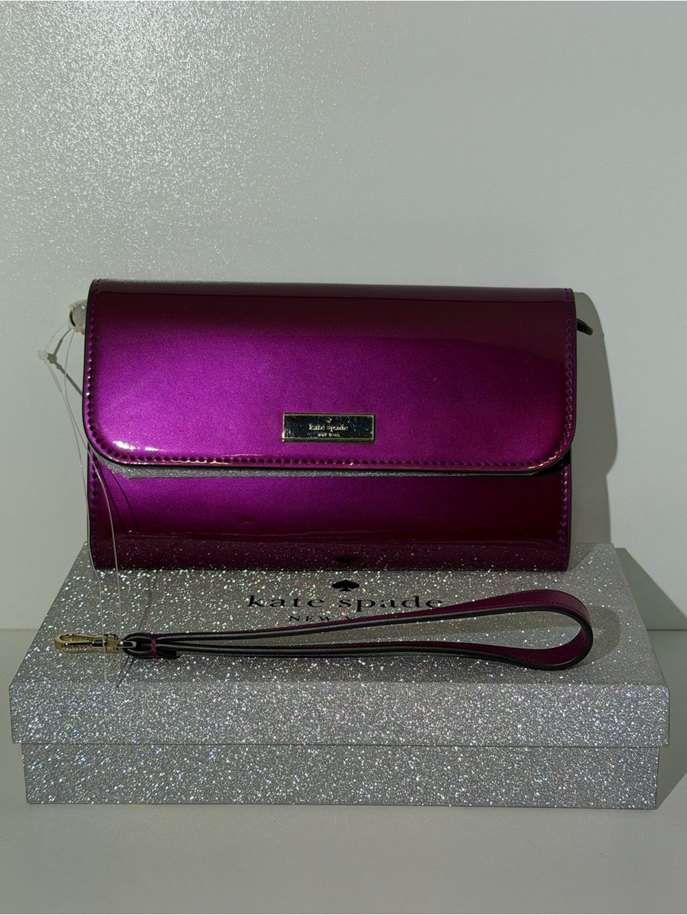 Kate Spade Metallic Fuchsia Wristlet Clutch